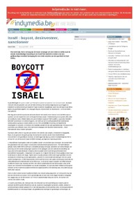 Israël : boycot, desinvesteer, sanctioneer
